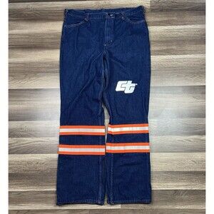 Vintage Calpia Caltrans Jeans Made In USA Zipper Fly Snap Reflective Size 42x34